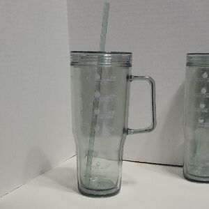 30 Ounce Plastic Tumbler with Straw, Clear Green